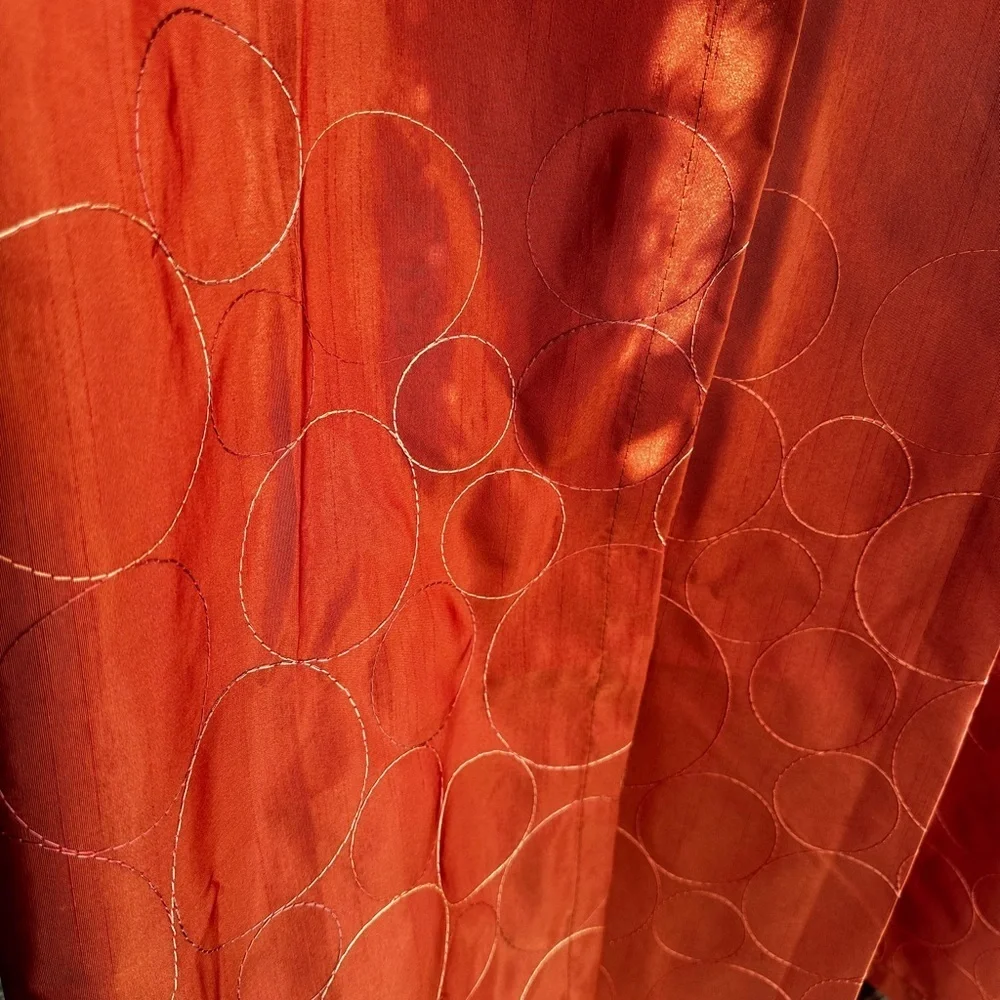Set of 2 Taffeta Curtains drapes size 54” by 95” embroidered color copper